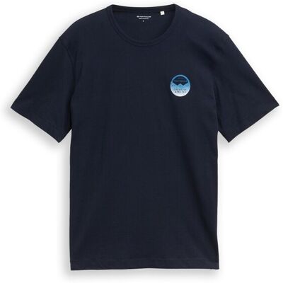 TOM TAILOR Herren T-Shirt mit Print, blau, Uni, Gr. M TOM TAILOR Herren T-Shirt mit Print, blau, Uni, Gr. M