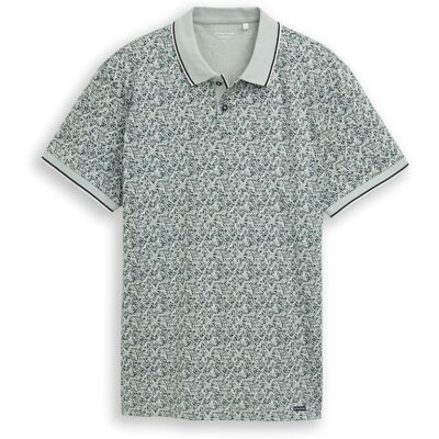 TOM TAILOR Herren Fitted Poloshirt mit Allover-Print, grün, Gemustert, Gr. L TOM TAILOR Herren Fitted Poloshirt mit Allover-Print, grün, Gemustert, Gr. L