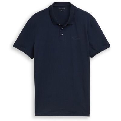 TOM TAILOR Herren Fitted Poloshirt mit Logo-Print, blau, Uni, Gr. XL TOM TAILOR Herren Fitted Poloshirt mit Logo-Print, blau, Uni, Gr. XL