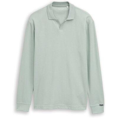 TOM TAILOR Herren Langarm Poloshirt mit Waffelstruktur, grün, Uni, Gr. XXXL TOM TAILOR Herren Langarm Poloshirt mit Waffelstruktur, grün, Uni, Gr. XXXL