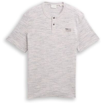 TOM TAILOR Herren Henley T-Shirt in Melange-Optik, weiß, Meliert, Gr. L TOM TAILOR Herren Henley T-Shirt in Melange-Optik, weiß, Meliert, Gr. L
