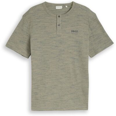 TOM TAILOR Herren Henley T-Shirt in Melange-Optik, grün, Meliert, Gr. XXXL TOM TAILOR Herren Henley T-Shirt in Melange-Optik, grün, Meliert, Gr. XXXL