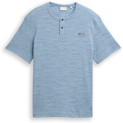 TOM TAILOR Herren Henley T-Shirt in Melange-Optik, blau, Meliert, Gr. XXL TOM TAILOR Herren Henley T-Shirt in Melange-Optik, blau, Meliert, Gr. XXL