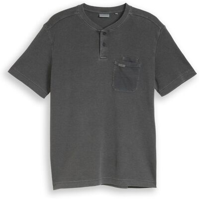 TOM TAILOR Herren Henley T-Shirt mit Brusttasche, schwarz, Uni, Gr. S TOM TAILOR Herren Henley T-Shirt mit Brusttasche, schwarz, Uni, Gr. S