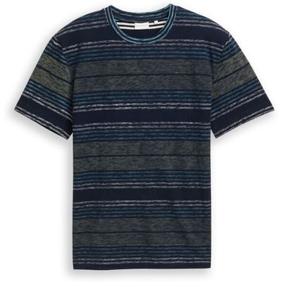 TOM TAILOR Herren T-Shirt mit Inside-Out Streifenmuster, grün, Gestreift, Gr. XXL TOM TAILOR Herren T-Shirt mit Inside-Out Streifenmuster, grün, Gestreift, Gr. XXL