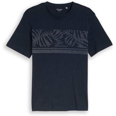 TOM TAILOR Herren T-Shirt mit Inside-Out Print, blau, Uni, Gr. L TOM TAILOR Herren T-Shirt mit Inside-Out Print, blau, Uni, Gr. L