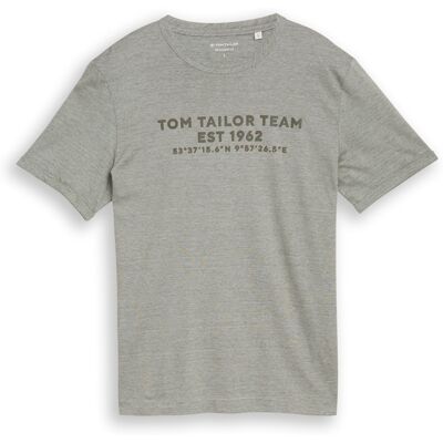 TOM TAILOR Herren T-Shirt mit Logo-Print, grün, Meliert, Gr. XL TOM TAILOR Herren T-Shirt mit Logo-Print, grün, Meliert, Gr. XL