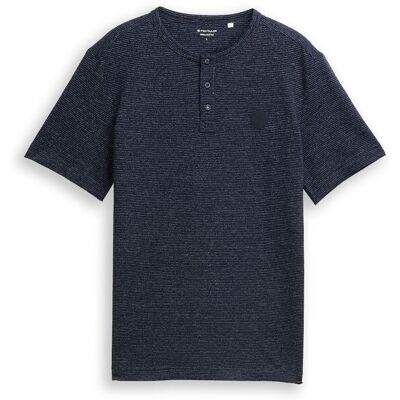 TOM TAILOR Herren Henley T-Shirt in Melange-Optik, blau, Meliert, Gr. XXL TOM TAILOR Herren Henley T-Shirt in Melange-Optik, blau, Meliert, Gr. XXL