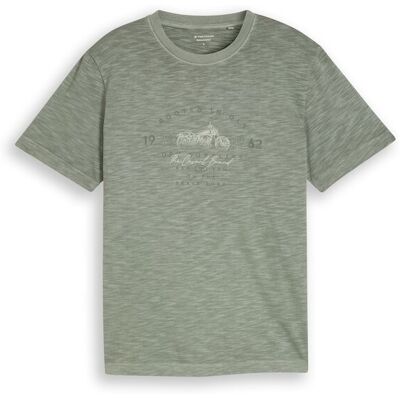 TOM TAILOR Herren T-Shirt in Melange-Optik mit Print, grün, Meliert, Gr. XXL TOM TAILOR Herren T-Shirt in Melange-Optik mit Print, grün, Meliert, Gr. XXL