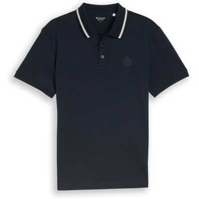 TOM TAILOR Herren Jersey Poloshirt mit Logo-Badge, blau, Uni, Gr. XL TOM TAILOR Herren Jersey Poloshirt mit Logo-Badge, blau, Uni, Gr. XL