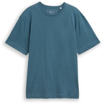 TOM TAILOR DENIM Herren Relaxed Fit T-Shirt aus Baumwolle, grün, Uni, Gr. S TOM TAILOR DENIM Herren Relaxed Fit T-Shirt aus Baumwolle, grün, Uni, Gr. S