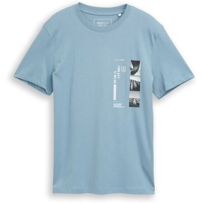 TOM TAILOR DENIM Herren T-Shirt mit Fotoprint, blau, Uni, Gr. S TOM TAILOR DENIM Herren T-Shirt mit Fotoprint, blau, Uni, Gr. S