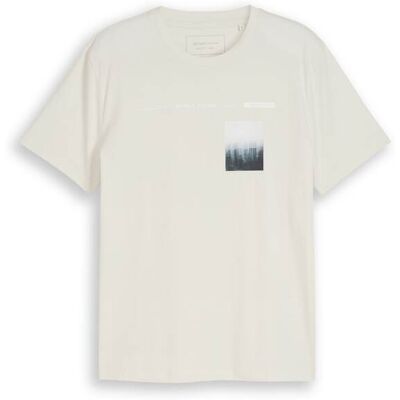 TOM TAILOR DENIM Herren T-Shirt mit Fotoprint, weiß, Uni, Gr. L TOM TAILOR DENIM Herren T-Shirt mit Fotoprint, weiß, Uni, Gr. L