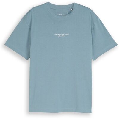 TOM TAILOR DENIM Herren Relaxed Fit T-Shirt mit Rückenprint, blau, Uni, Gr. XS TOM TAILOR DENIM Herren Relaxed Fit T-Shirt mit Rückenprint, blau, Uni, Gr. XS