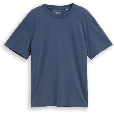 TOM TAILOR DENIM Herren Relaxed Fit T-Shirt aus Baumwolle, blau, Uni, Gr. S TOM TAILOR DENIM Herren Relaxed Fit T-Shirt aus Baumwolle, blau, Uni, Gr. S