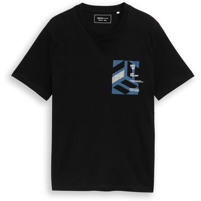 TOM TAILOR DENIM Herren T-Shirt mit Print, schwarz, Uni, Gr. L TOM TAILOR DENIM Herren T-Shirt mit Print, schwarz, Uni, Gr. L