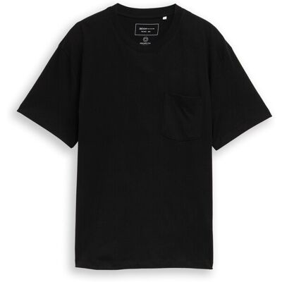 TOM TAILOR DENIM Herren Relaxed Fit T-Shirt mit Brusttasche, schwarz, Uni, Gr. L TOM TAILOR DENIM Herren Relaxed Fit T-Shirt mit Brusttasche, schwarz, Uni, Gr. L