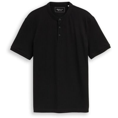 TOM TAILOR DENIM Herren Piqué Poloshirt mit Stehkragen, schwarz, Uni, Gr. XXL TOM TAILOR DENIM Herren Piqué Poloshirt mit Stehkragen, schwarz, Uni, Gr. XXL