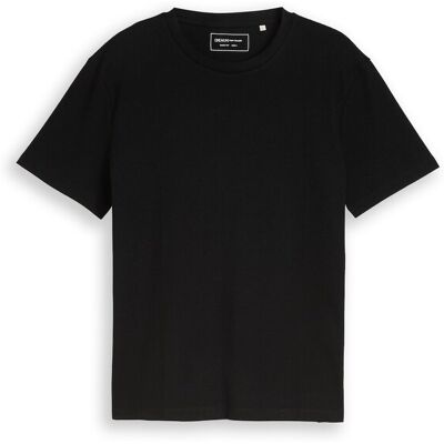 TOM TAILOR DENIM Herren T-Shirt mit Waffelstruktur, schwarz, Uni, Gr. S TOM TAILOR DENIM Herren T-Shirt mit Waffelstruktur, schwarz, Uni, Gr. S