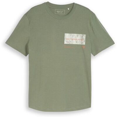 TOM TAILOR DENIM Herren T-Shirt mit Print, grün, Uni, Gr. L TOM TAILOR DENIM Herren T-Shirt mit Print, grün, Uni, Gr. L