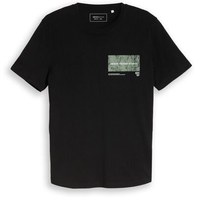 TOM TAILOR DENIM Herren T-Shirt mit Print, schwarz, Uni, Gr. L TOM TAILOR DENIM Herren T-Shirt mit Print, schwarz, Uni, Gr. L