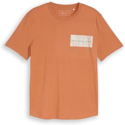 TOM TAILOR DENIM Herren T-Shirt mit Print, orange, Uni, Gr. XXL TOM TAILOR DENIM Herren T-Shirt mit Print, orange, Uni, Gr. XXL