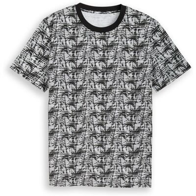 TOM TAILOR DENIM Herren T-Shirt mit Palmenprint, schwarz, Palmenprint, Gr. XL TOM TAILOR DENIM Herren T-Shirt mit Palmenprint, schwarz, Palmenprint, Gr. XL
