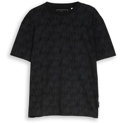 TOM TAILOR DENIM Herren Relaxed Fit T-Shirt mit Palmenprint, schwarz, Palmenprint, Gr. XS TOM TAILOR DENIM Herren Relaxed Fit T-Shirt mit Palmenprint, schwarz, Palmenprint, Gr. XS