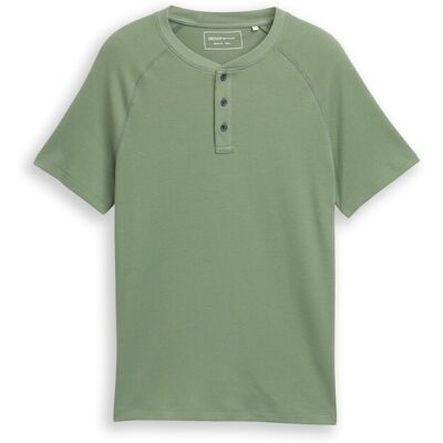 TOM TAILOR DENIM Herren Henley T-Shirt mit Waffelstruktur, grün, Uni, Gr. XL TOM TAILOR DENIM Herren Henley T-Shirt mit Waffelstruktur, grün, Uni, Gr. XL