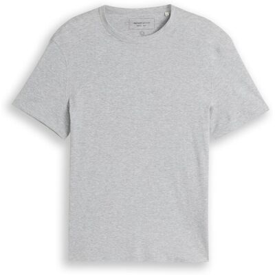 TOM TAILOR DENIM Herren Slim Fit T-Shirt mit Rippstruktur, grau, Meliert, Gr. S TOM TAILOR DENIM Herren Slim Fit T-Shirt mit Rippstruktur, grau, Meliert, Gr. S