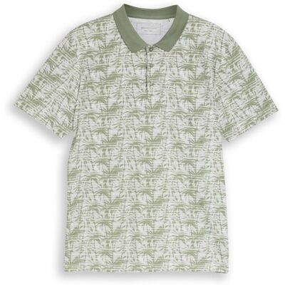 TOM TAILOR DENIM Herren Jersey Poloshirt mit Palmenprint, grün, Palmenprint, Gr. XS TOM TAILOR DENIM Herren Jersey Poloshirt mit Palmenprint, grün, Palmenprint, Gr. XS