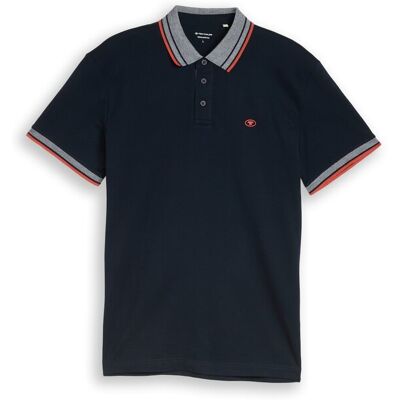 TOM TAILOR Herren Piqué Poloshirt mit Logo-Print, blau, Uni, Gr. XXL TOM TAILOR Herren Piqué Poloshirt mit Logo-Print, blau, Uni, Gr. XXL