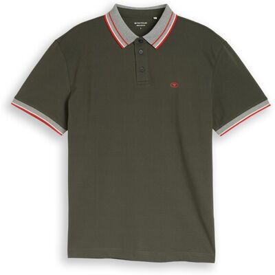 TOM TAILOR Herren Piqué Poloshirt mit Logo-Print, grün, Uni, Gr. M TOM TAILOR Herren Piqué Poloshirt mit Logo-Print, grün, Uni, Gr. M