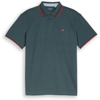 TOM TAILOR Herren Piqué Poloshirt mit Logo-Print, grün, Meliert, Gr. S TOM TAILOR Herren Piqué Poloshirt mit Logo-Print, grün, Meliert, Gr. S