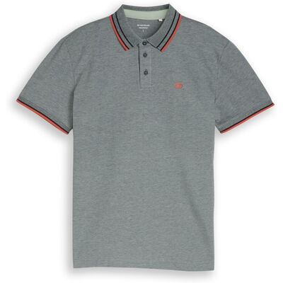 TOM TAILOR Herren Piqué Poloshirt mit Logo-Print, grün, Meliert, Gr. XS TOM TAILOR Herren Piqué Poloshirt mit Logo-Print, grün, Meliert, Gr. XS