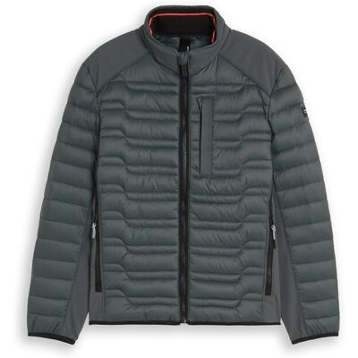 TOM TAILOR Herren Lightweight Hybrid Steppjacke mit Stehkragen, grün, Uni, Gr. XXL TOM TAILOR Herren Lightweight Hybrid Steppjacke mit Stehkragen, grün, Uni, Gr. XXL