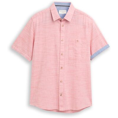 TOM TAILOR Herren Regular Fit Kurzarmhemd aus Baumwolle, rot, Meliert, Gr. XL TOM TAILOR Herren Regular Fit Kurzarmhemd aus Baumwolle, rot, Meliert, Gr. XL