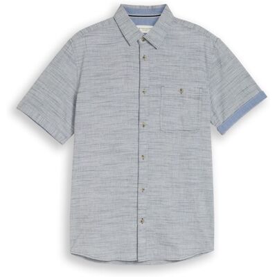 TOM TAILOR Herren Regular Fit Kurzarmhemd aus Baumwolle, blau, Meliert, Gr. XXL TOM TAILOR Herren Regular Fit Kurzarmhemd aus Baumwolle, blau, Meliert, Gr. XXL