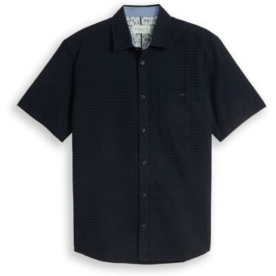 TOM TAILOR Herren Regular Fit Jacquard Kurzarmhemd aus Baumwolle, blau, Uni, Gr. S TOM TAILOR Herren Regular Fit Jacquard Kurzarmhemd aus Baumwolle, blau, Uni, Gr. S