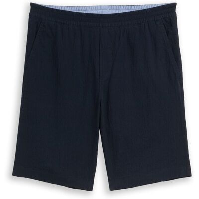 TOM TAILOR Herren Seersucker Shorts mit elastischem Bund, blau, Uni, Gr. XXL TOM TAILOR Herren Seersucker Shorts mit elastischem Bund, blau, Uni, Gr. XXL