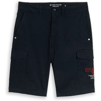 TOM TAILOR Herren Regular Fit Cargo Shorts mit Stretch, blau, Uni, Gr. 31 TOM TAILOR Herren Regular Fit Cargo Shorts mit Stretch, blau, Uni, Gr. 31