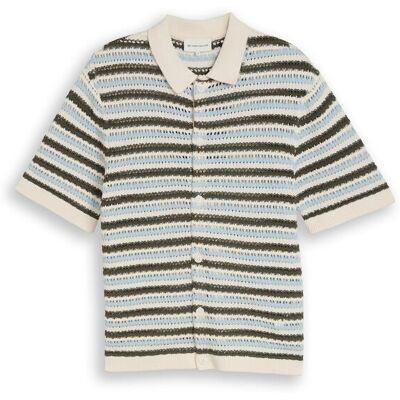TOM TAILOR Herren Strick-Poloshirt mit Streifenmuster, blau, Gestreift, Gr. M TOM TAILOR Herren Strick-Poloshirt mit Streifenmuster, blau, Gestreift, Gr. M