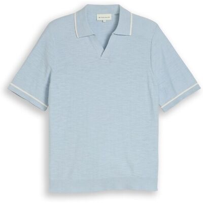 TOM TAILOR Herren Strick-Poloshirt aus Baumwolle, blau, Uni, Gr. M TOM TAILOR Herren Strick-Poloshirt aus Baumwolle, blau, Uni, Gr. M