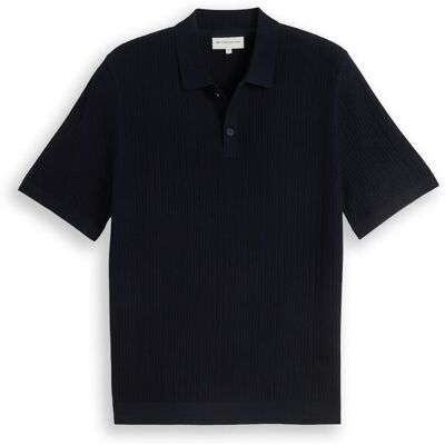 TOM TAILOR Herren Strick-Poloshirt aus Baumwolle, blau, Uni, Gr. M TOM TAILOR Herren Strick-Poloshirt aus Baumwolle, blau, Uni, Gr. M