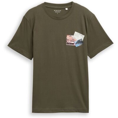 TOM TAILOR Herren T-Shirt mit Fotoprint, grün, Uni, Gr. XXXL TOM TAILOR Herren T-Shirt mit Fotoprint, grün, Uni, Gr. XXXL