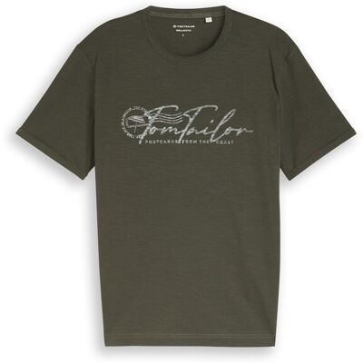 TOM TAILOR Herren T-Shirt mit Logo-Print, grün, Uni, Gr. XXXL TOM TAILOR Herren T-Shirt mit Logo-Print, grün, Uni, Gr. XXXL