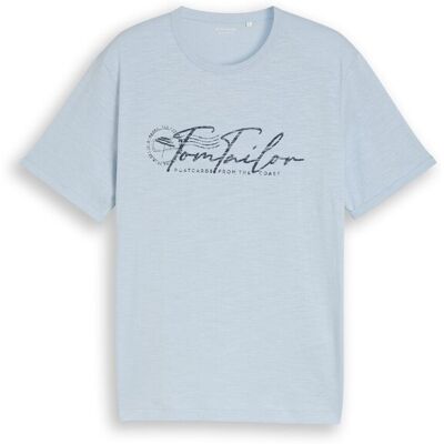 TOM TAILOR Herren T-Shirt mit Logo-Print, blau, Uni, Gr. M TOM TAILOR Herren T-Shirt mit Logo-Print, blau, Uni, Gr. M