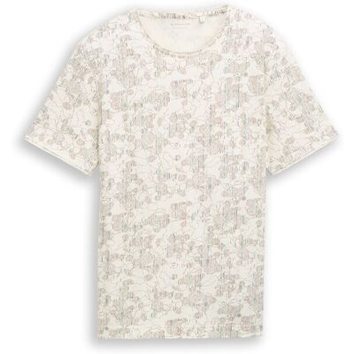 TOM TAILOR Herren T-Shirt mit Allover-Print, weiß, Gemustert, Gr. S TOM TAILOR Herren T-Shirt mit Allover-Print, weiß, Gemustert, Gr. S