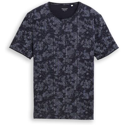 TOM TAILOR Herren T-Shirt mit Allover-Print, blau, Gemustert, Gr. M TOM TAILOR Herren T-Shirt mit Allover-Print, blau, Gemustert, Gr. M