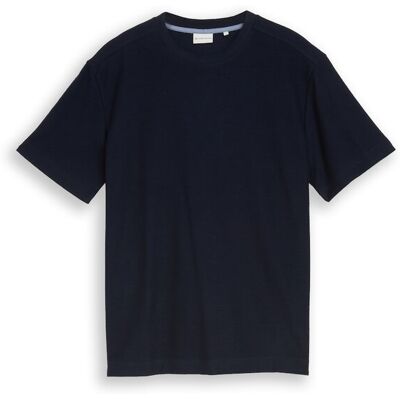 TOM TAILOR Herren T-Shirt mit Ottoman-Struktur, blau, Uni, Gr. XXXL TOM TAILOR Herren T-Shirt mit Ottoman-Struktur, blau, Uni, Gr. XXXL